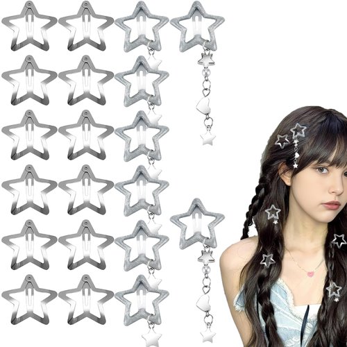 LifeDawn 20PCS Star Hair Clips Star Hair Accessories for Women Girls,Star Snap Hair Barrettes Sta...