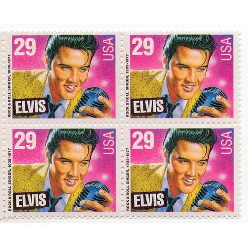 1993 ELVIS PRESLEY #2721 Block of 4 x 29 cent US Postage Stamps by USPS