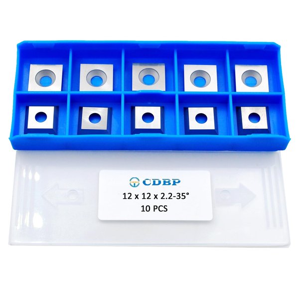 CDBP 12mm Square Carbide Inserts Cutters Knives with 4 Cutting Edge 12×12×2.2mm-35° for Replacement for Woodworking Fits Spiral Helical Planer Cutter Head 10pcs