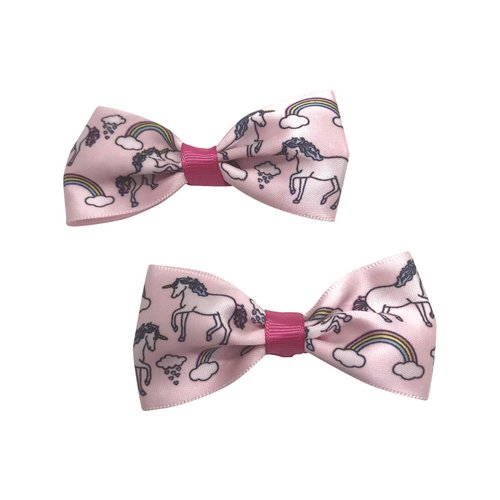 Handmade Multi Color Unicorn Girls Hair Bow Set, Little Girl Bows, Pigtail Hair Bows, Toddler Hair Bows,