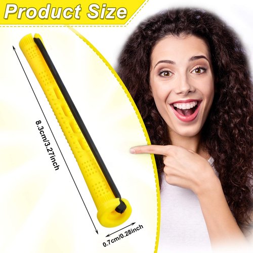 80 Pieces Hair Perm Rods Set Cold Wave Rods Hair Rollers Plastic Perming Rods Curlers for Hairdressing Styling (0.28 Inch, Yellow)