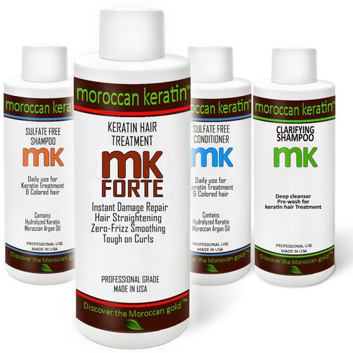 FORTE Keratin Hair Straightening Brazilian Keratin Hair Treatment for All Hair Type Coarse Thick ...
