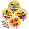 ArtCreativity Emoticon Handheld Folding Fans for Kids, Pack of 12, Assorted Emoticons, 10 Inch Foldable Fans for Boys and Girls, Emoticon Birthday Party Favors and Supplies, Cute Goodie Bag Fillers