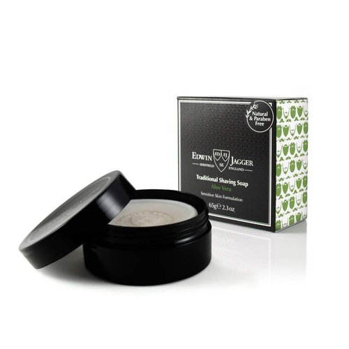 Edwin Jagger 99.9% Natural Traditional Shaving Soap In Travel Tub - Aloe Vera, 2.3-Ounce