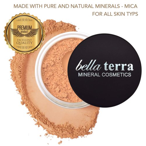 Bellaterra Cosmetics Mineral Powder Foundation | Long-Lasting All-Day Wear | Buildable Sheer to Full Coverage – Matte | Sensitive Skin Approved | Natural SPF 15 (Latte) 9 grams