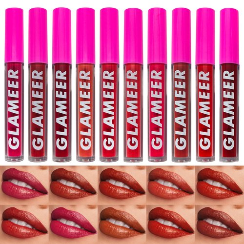 GLAMEER Lipstick, 10 Colors Liquid Matte Lipstick Set,Waterproof Long Lasting Matte Lipstick, Pro...