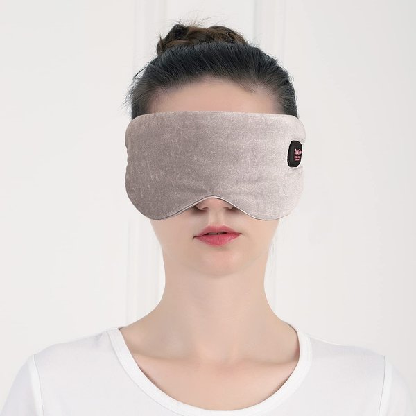 Heated Eye Mask, Deckpro Steam Warm Compress Therapy Cordless USB Rechargeable Sleep Mask with Adjustable Strap Silk Traveling Eye Mask for Dark Circles, Puffiness and Eye Fatigue Gray