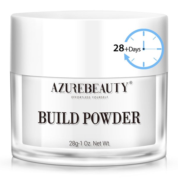AZUREBEAUTY Clear Dip Powder for Nails, Essential Dipping Build Powder for 28+ Long-Lasting Nail Art Manicure Salon DIY at Home with Transparent Crystal Color, 28g/1Oz
