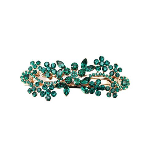 Faship Gorgeous Emerald Green Rhinestone Crystal Hair Barrette Clip