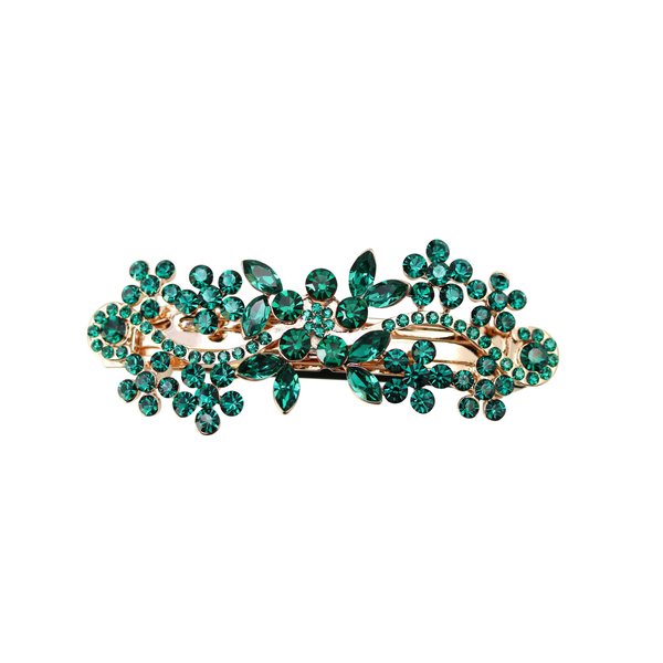 Faship Gorgeous Emerald Green Rhinestone Crystal Hair Barrette Clip