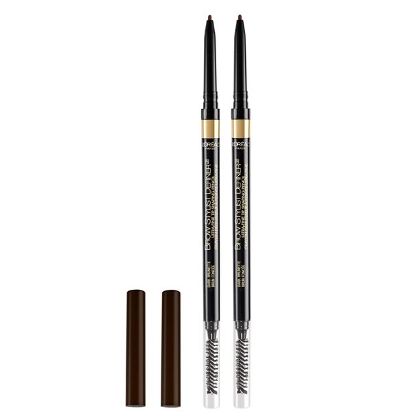 L'Oreal Paris Makeup Brow Stylist Definer Waterproof Eyebrow Pencil, Ultra-Fine Mechanical Pencil, Draws Tiny Brow Hairs and Fills in Sparse Areas and Gaps, Dark Brunette, 0.11 Ounce (Pack of 2)