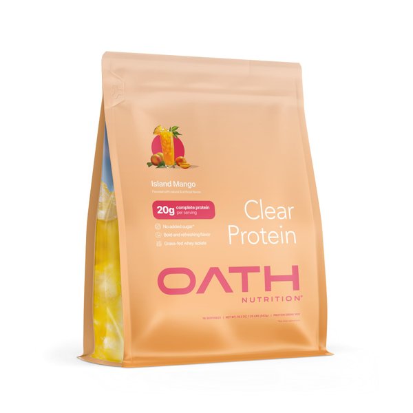Oath Nutrition Clear Whey Isolate Protein Powder, Island Mango, 20g Complete Protein per Serving, No Added Sugar, Grass-Fed, 18 Servings