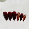 Brown Press on Nails Medium Fake Nails Almond Shape False Nails Brown Amber Acrylic Nails Fall Artificial Nails Full Cover Stick on Nails Cute Glue on Nails for Women Girls Autumn Winter Manicure