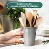Stainless Steel Kitchen Utensils Holder - Kitchen Utensils Organizer Countertop Utensil Holder Cooking Utensils Container 3-3/4" Metal Kitchen Utensil Organizer Cutlery Holder for Countertop Organizer