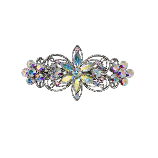 Faship Gorgeous Multicolors AB Rhinestone Crystal Flora Hair Barrette Clip