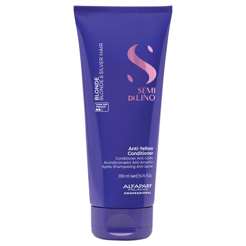 Alfaparf Milano Semi di Lino Blonde Anti-Yellow Hair Conditioner - Purple Conditioner for Blonde, Silver or Brassy Hair - Neutralizes Yellow Tones + Enhances Hydration - Vegan Hair Care (6.76oz)