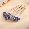 Jumwrit Wedding Crystal Flower Floral Hair Comb Silver Rhinestone Teardrop Hair Side Comb Vintage Bride Bridesmaid Headpiece Bridal Jewelry Hair Clip Comb for Women Girls(Purple)