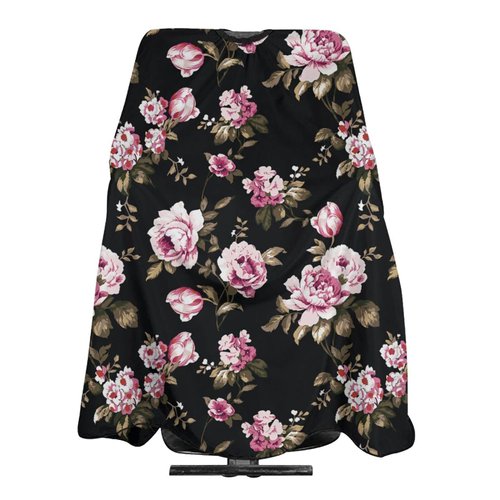 ONE TO PROMISE Black Floral Flowers Hair Cut Salon Cape,Hair Stylist Hairdresser,Haircut Apron Cover Up for Adults,55"X66"