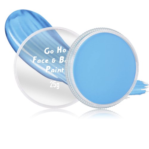 Go Ho Light Blue Face Paint Washable for Halloween Makeup,Creamy to Gel Water Based Body Paint Full Coverage for Adults Children Cosplay Corpse Bride SFX Costumes Festivals Makeup,25g