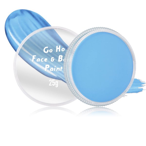 Go Ho Light Blue Face Paint Washable for Halloween Makeup,Creamy to Gel Water Based Body Paint Full Coverage for Adults Children Cosplay Corpse Bride SFX Costumes Festivals Makeup,25g