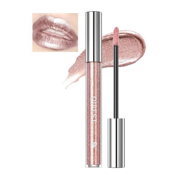 Metallic Liquid Lipsticks Pink, Metallic Lipstick Waterproof Long Lasting Wear, Highly Pigmented Smudge-Proof Diamond Matte Lipstick For Eyes And Lips Makeup, Not Stick Cup Chrome Lipstick For Women