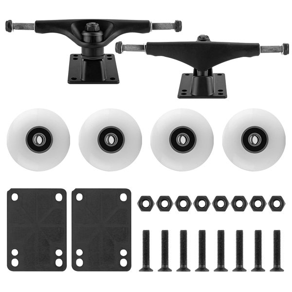 TLHB Skateboard Truck,Skateboard Wheels 52mm Suitable for Skateboarders,Fits 7.5-8" Deck，Skateboard Bearings,Skateboard Pads,Durable Skateboard Hardware Combo Starter Kit -White