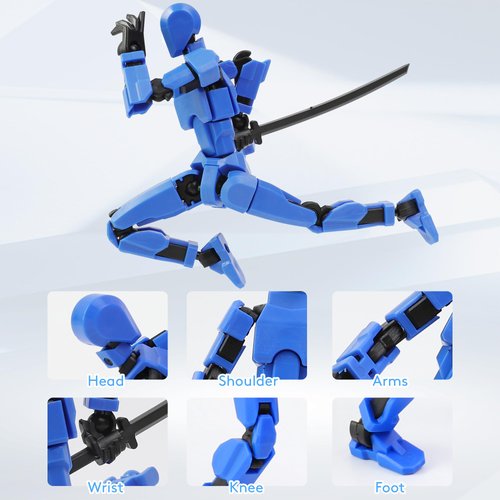 Fugacus Titan 13 Action Figure, Dummy 13 Action Figure Lucky 13 Action Figure T13 Action Figure 3D Multi-Jointed Movable, T13 Action Figure Toy (White)