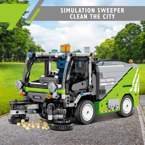 RiceBlock City Sweeper Car Building Sets Toys Kit for Adult, Garbage Truck Building Car Model, A Gift for Boys 8-14, 899 Pieces Compatible with Lego Sets