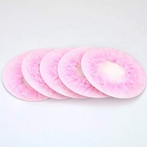 Lurrose 5pcs Invisible Hair Nets Mesh Women Girls Hair Ornaments Elastic Bun Cover for For Ballet Dance Skating (Pink)
