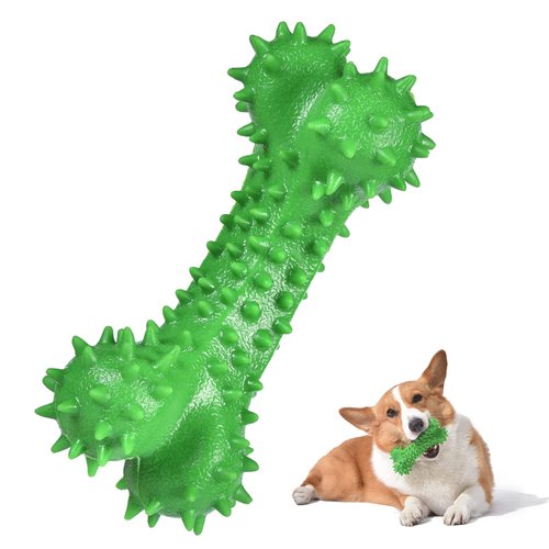 QWKNY Durable Dog Chew Toy for Small Dogs - Spiked Bone Design, Dental Care Anxiety Relief, Interactive Chewing Exercise, Safe for Puppies Small Breeds, Teething and Gum Massaging