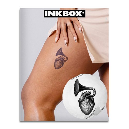 Inkbox Temporary Tattoos, Semi-Permanent Tattoo, One Premium Easy Long Lasting, Water-Resistant Temp Tattoo with For Now Ink - Lasts 1-2 Weeks, Heart Tattoo, 4 x 4 in, Amplify