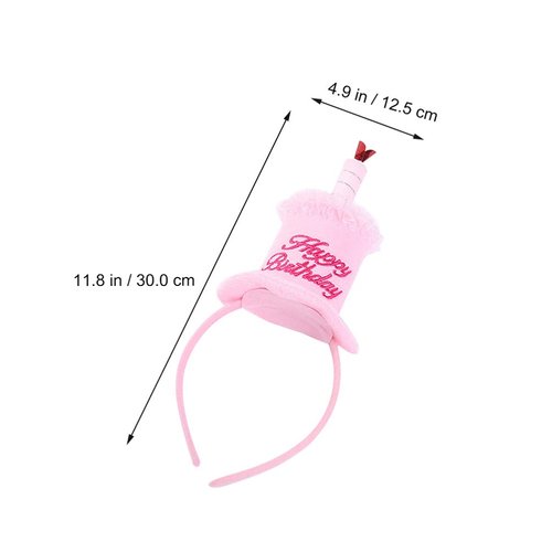NUOBESTY Happy Birthday Cake Headband Cupcake Hairband Headpiece Hair Band Party Pink Hair Hoop Decorations Photo Props Birthday Head Tiara Hair Accessories for Birthday Party Costume