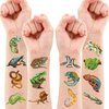 100 PCS Reptile Birthday Party Decorations Favors Supplies Temporary Tattoos Decor Lizard Snake Frog Alligator Turtle Safari Animals Stickers For Boys Girls Gift School Prizes Rewards