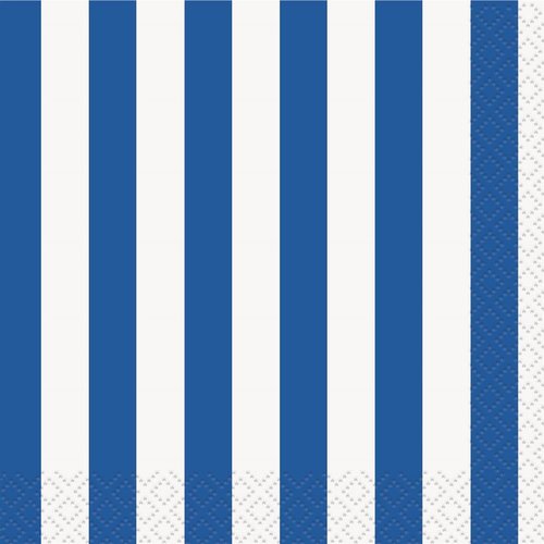 Striped Beverage Paper Napkins - 5" x 5", Royal Blue, 16 Pcs