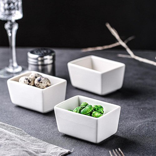 Sizikato 2pcs Pure White Porcelain Sugar Packet Holder Tea Bag Bowl, 5 Oz