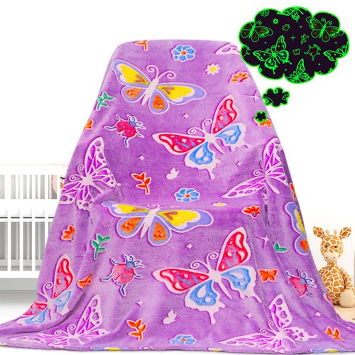Gdindff Glow in The Dark Blanket Butterfly Gifts Toys for Girls Women Butterfly Blankets for Birthday Gifts for Kids
