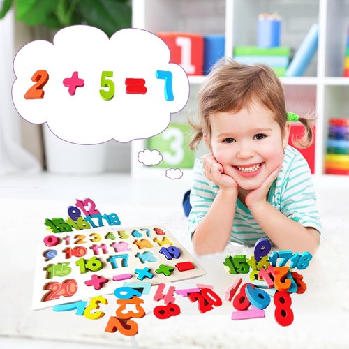 Number Puzzle - Montessori Wooden Puzzles for Toddlers 3-5 | Shape Learning Puzzle Learning Toy for Toddlers 3-5 number blocks toys for kids | Toddler Learning Toys Preschool Educational Gift for Kids