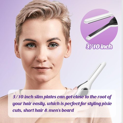 Sunmay 3/10" Cordless Mini Flat Iron, Pencil Flat Iron for Short Hair, Pixie Cut and Bangs, Tiny Cordless Portable Hair Straightener, Mini Hair Straightener Dual Voltage for Travel