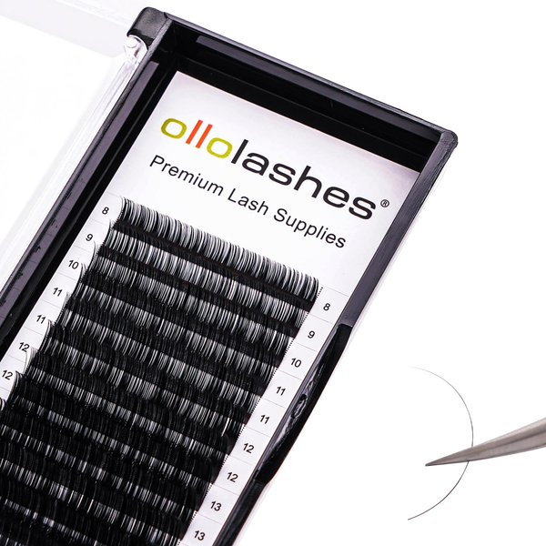 OLLOLASHES Lash Trays for Lash Extensions B/C/CC/D/J Curl Mix4-20mm 0.03-0.15 thickness Super Matte Eyelash Extensions, Professional Supplies for Lash Techs (C-0.07, 8-15mm)