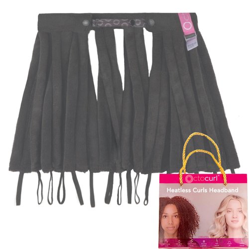 Octocurl Heatless Hair Curler - Microfiber Hair Curlers for Overnight Curls - Rollers Hair Curlers for Wet Hair - Hair Curlers to Sleep In - Heatless Curls Headband (Medium Length - Black Beauty)