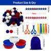 Iceyon 142pcs Fine Motor Skills Counting Sorting Sensory Bin Filler -100pcs Pompoms 30 Pcs Wooden Stars 5 Cups 4 Tweezers 2 Scissors 1pcs Storage Bag for Early Education Train (Blue White)