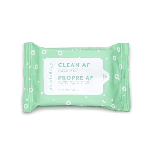 Patchology Clean AF Facial Cleansing Wipes - On-The-Go Refreshing Travel Size Face Wipes for Removing Dirt and Oil - Makeup Remover Wipes for Sensitive and Oily Skin (1 Pack)