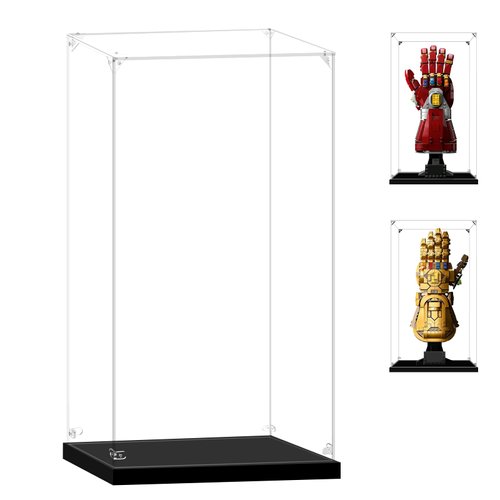 LILIKAKA Acrylic Display Case for Lego Gauntlet 76191 Infinity Gauntlet and 76223 Nano Gauntlet, 6.3x6.3x13.8inches (16x16x35cm), Protect Your Collectibles from Dust with a Clear Showcase
