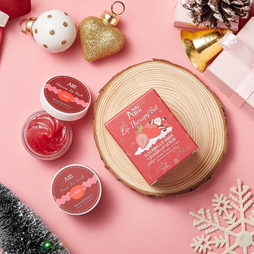 ANAI RUI Lip Scrub & Lip Mask Stocking Stuffers, Lip Exfoliator Scrub and Moisturizer Christmas Gifts, Lip Scrubber Exfoliator & Sugar Lip Scrub with Vitamin C, Lip Sleeping Mask Gift Set for Women