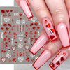 Valentine's Day Nail Art Stickers for Women Girls Red Heart-Shaped 3D Self-Adhesive Nail Decals Sexy Lips Nail Supplies with Rose Valentine's Day Nail Stickers Design DIY Nail Decorations 6Sheets