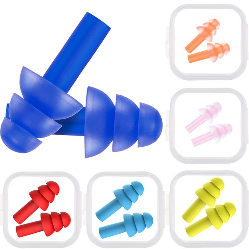 6 Pairs Kids Adults Ear Plugs Swimming Noise Cancelling Reusable Earplugs for Sleeping and Swimming, 6 Assorted Colors(Fresh Colors)