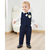 SANMIO Baby Boy Clothes Suits Infant Gentleman Outfit Collared Dress Shirt+Vest+Tie+Corsage+Pants 5Pcs Baby Suit Sets