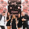 Rose Gold Retirement Party Decorations for Women Happy Retirement Sign Door Cover Banner and 18Pcs Rose Gold Retirement Balloons for Retirement Office Farewell Party Supplies