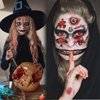 Halloween Prank Makeup Temporary Tattoo, 26 PCS Halloween Temporary Face Tattoos for Adults, Halloween Mouth Tattoos Stickers, Horror Clown Fake Face Scars Wound Tattoo Makeup Kit for Cosplay Party