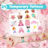48 Little Princess 24PCS Little Princess Temporary Tattoos Sticker 24PCS Slap Bracelets Perfect for Themed Birthday Party Favors Baby Showers or Classroom Rewards Ideal Decor and Gifts